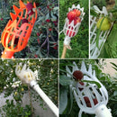 Canasta Ajustable para Recolector de Frutas - Cucharón Plástico Amarillo y Naranja para Recoger Bayas y Frutas Fácilmente, Diseño con Palo Telescópico para Mango, Cereza, Arándanos, Níspero y Más