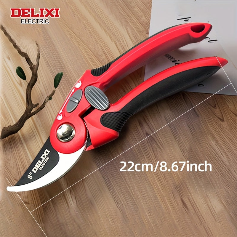 Podadoras Manuales de Jardín con Mango Rodante, para Ramas y Puntas Frescas, Revestimiento Antiadherente, Cuchillas de Acero Inoxidable, Longitud: 22cm, /Rojo