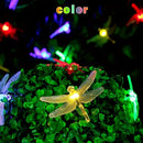 Luces de Cuerda Solar Libélula, 20 LEDs, 8 Modos, Plástico, Tema Animal, Control con Botón, Batería de Níquel 600mAh No Extraíble, para Jardín, Bodas, Árbol, Navidad y Decoración de Halloween