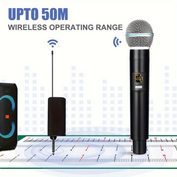 Micrófono inalámbrico UHF profesional de mano, micrófono dinámico, sistema de karaoke con receptor para amplificador, sistema de megafonía, Eid Al-Adha Mubarak.