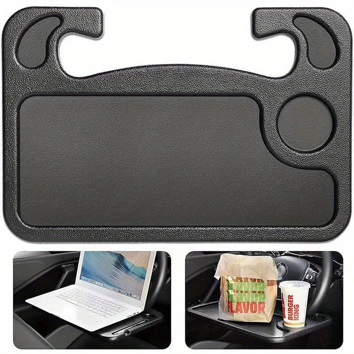 Bandeja de Volante Multifuncional 2 en 1 Mesa para Almacenamiento y Tarjetero que Facilita la Conducción, Ideal para Comer - Trabajar - Leer - y Guardar - Material Duradero, Adecuado para la Mayoría de los Coches