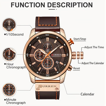 Reloj deportivo para hombre CURREN, cronógrafo multifuncional de pulsera