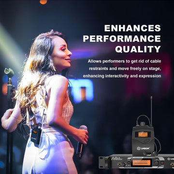 Sistema de monitoreo inalámbrico UHF AR2090-4 de LBMGM, con 4 unidades de cuerpo, 16 canales ajustables, rango de señal de 165 pies, para bandas, músicos y espectáculos de teatro.