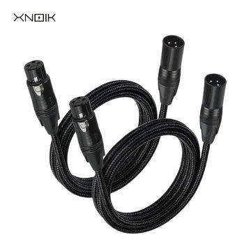 2 unidades de cables de micrófono XLR a XLR de alta calidad, masculino a femenino, con cobre libre de oxígeno (OFC) y trenzado de nailon, negro, 1,5 metros, para micrófono, escenario, estudio, estudio en casa.