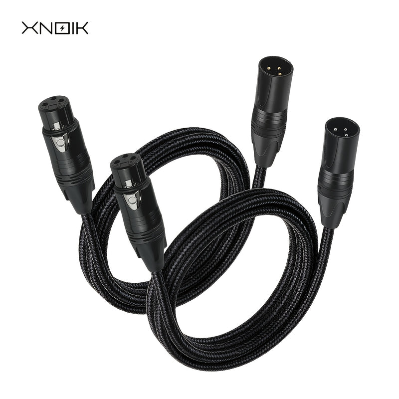 2 unidades de cables de micrófono XLR a XLR de alta calidad, masculino a femenino, con cobre libre de oxígeno (OFC) y trenzado de nailon, negro, 1,5 metros, para micrófono, escenario, estudio, estudio en casa.