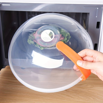 1 pieza de cubierta de comida transparente que evita salpicaduras, diseñada para uso en hornos microondas para calentar alimentos, con una ventilación de vapor. Esta cubierta de bandeja es fácil de manejar y es compatible con hornos microondas y utensili