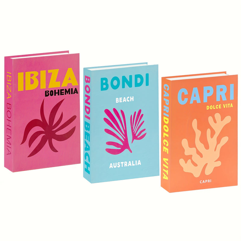 Conjunto de 3 piezas de decoración navideña para el hogar para crear una atmósfera, accesorios para fotos, decoración de mesa de bar o cafetería, caja de decoración, libro falso de color para vestir y simulación de libro