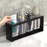 Organizador de Baño Multifuncional Negro Elegante con Drenaje - Portacepillos de Dientes y Pasta Dental Eléctrico, Vasos con Filtro de Agua Incorporados, Construcción Duradera de Hierro Forjado, Ideal para Baños Modernos, Decoración y Accesorios de Baño