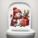 1 calcomanía de muñeco de nieve navideño para baño - Fácil de aplicar y quitar, decoración navideña con sombrero rojo, bufanda a cuadros y regalos de temporada, adhesivo para azulejos para crear ambiente festivo en el hogar