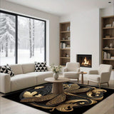 Alfombra de Lujo Moderna - Antideslizante y Lavable a Máquina con Detalles en y Dorado, Acolchada y Base Antideslizante para Sala, Dormitorio, Entrada o Baño - Alfombra Grande para Pasillo, Apartamento, Uso Interior/Exterior - Fácil Limpieza, Diseño Sofi