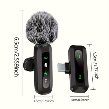 8 unidades de micrófono inalámbrico lavaliere adecuado para for iphone 7 8 9 10 11 12 13 14 15 16 Pro Max, compatible con iOS y Android. Micrófono mini con pantalla LED, clip-on para grabación de video, TikTok, y vlog.