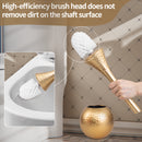Soporte Dorado Elegante de Alta Gama para Escobilla de Inodoro - Reutilizable, con Base, Diseño Apariencia Ondulada, Herramientas de Limpieza para Baño, Accesorios de Baño