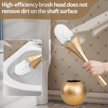 Soporte Dorado Elegante de Alta Gama para Escobilla de Inodoro - Reutilizable, con Base, Diseño Apariencia Ondulada, Herramientas de Limpieza para Baño, Accesorios de Baño