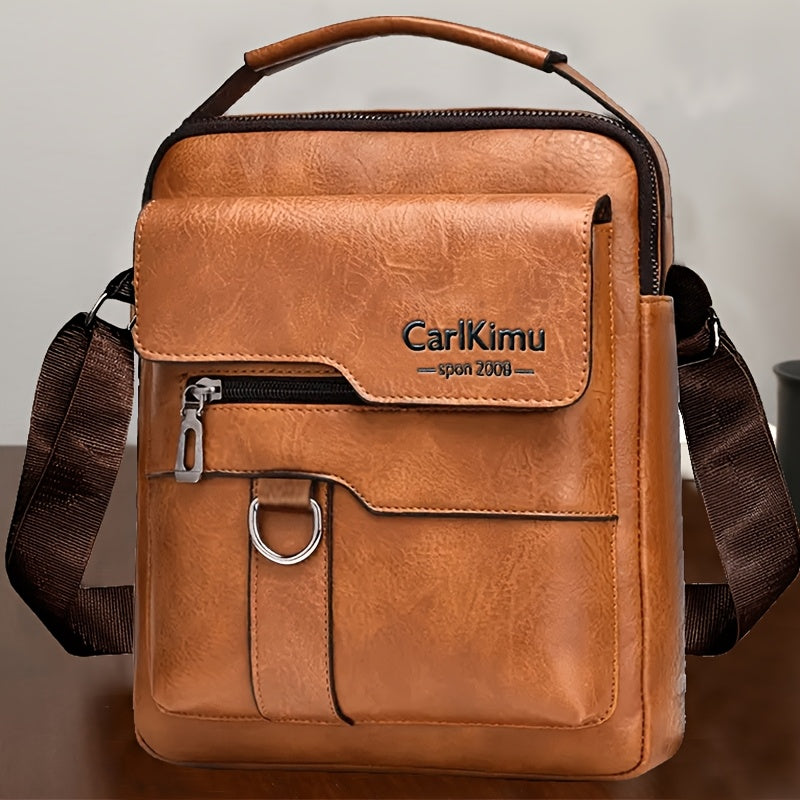 Bolsa cuadrada neutra para hombre, bolso de hombro unisex, bolso casual de negocios vertical vintage para hombre.