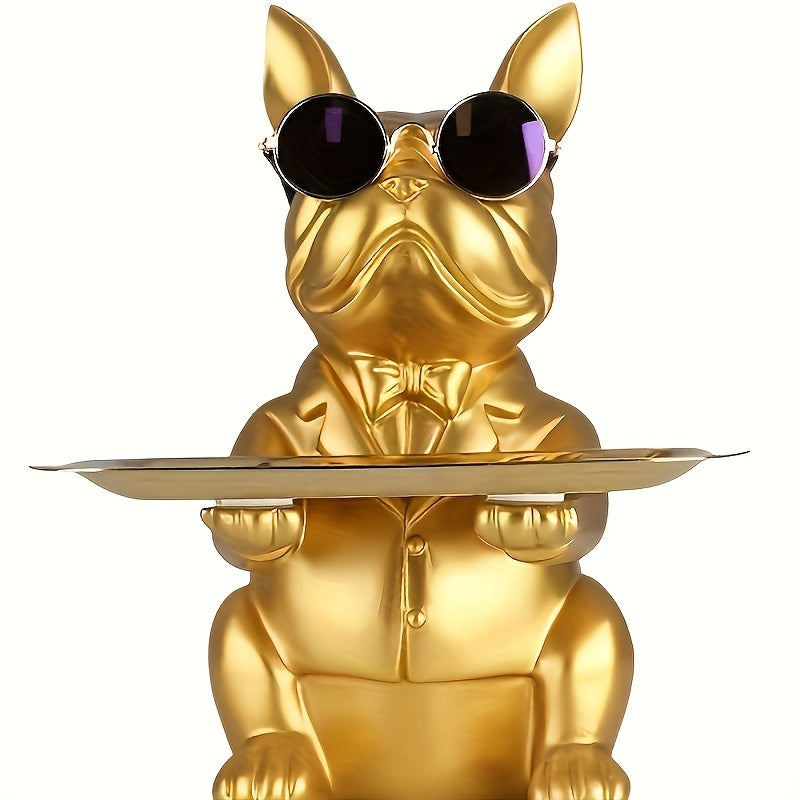 1pc Organizador de Llaves con Diseño de Perro Cartoon - Decoración para Mesa de Entrada en Resina con Gafas y Llavero, Uso Interior/Exterior, Sin Necesidad de Electricidad, Regalo Único para Hogar o Oficina