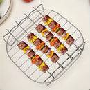 Conjunto de 5, Un conjunto de accesorios para bandeja de freidora de aire de acero inoxidable, bandeja de pinchos de doble capa redonda, compatible con la mayoría de las freidoras de aire, bandeja de parrilla multiusos con pincho para cocinar y apta para