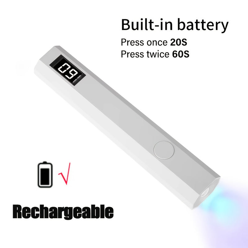 Mini luz para uñas con pantalla LED, recargable, secado rápido, compacta, portátil, mano y pie, solidifica todas las herramientas de arte de uñas en gel