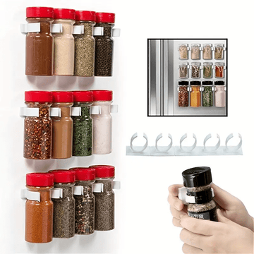 1/2/4pcs Soporte de tarro de especias de plástico sin taladro - Organizador de cocina montado en la pared con pestañas adhesivas, fáciles de ensamblar, ideal para cocinas de RV y camper, Organizador de RV | Accesorio de cocina moderno | Estante de plásti