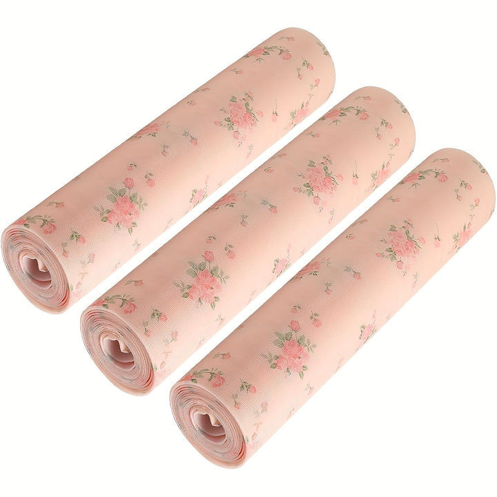 3 Rollos de Forro para Armarios con Diseño Floral, Adecuados para Gabinetes de Cocina, Almohadillas para Cajones, Tapetes para Mesa y Nevera