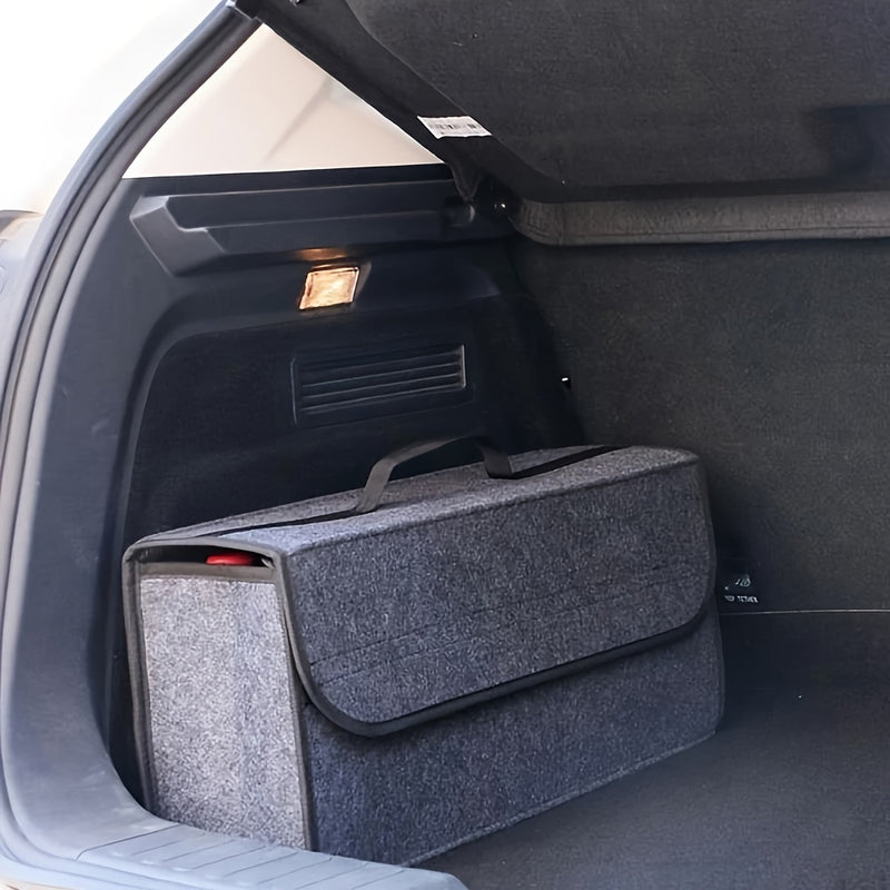 Organizador de maletero de coche de fieltro plegable de 2 mm de peso ligero - Caja de almacenamiento portátil que ahorra espacio con cierre seguro, fácil inserción e instalación para la organización del interior del coche, diseño plegable, característica