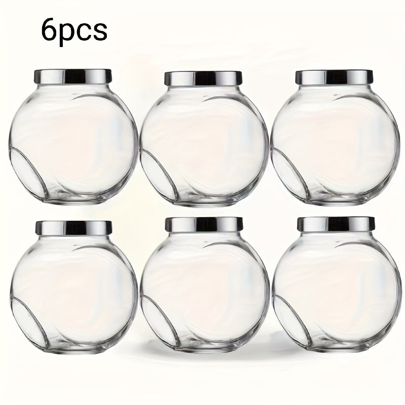 3pcs/6pcs tarro de vidrio multifuncional y elegante con tapa sellada, ideal para almacenar bocadillos, frutos secos y productos secos