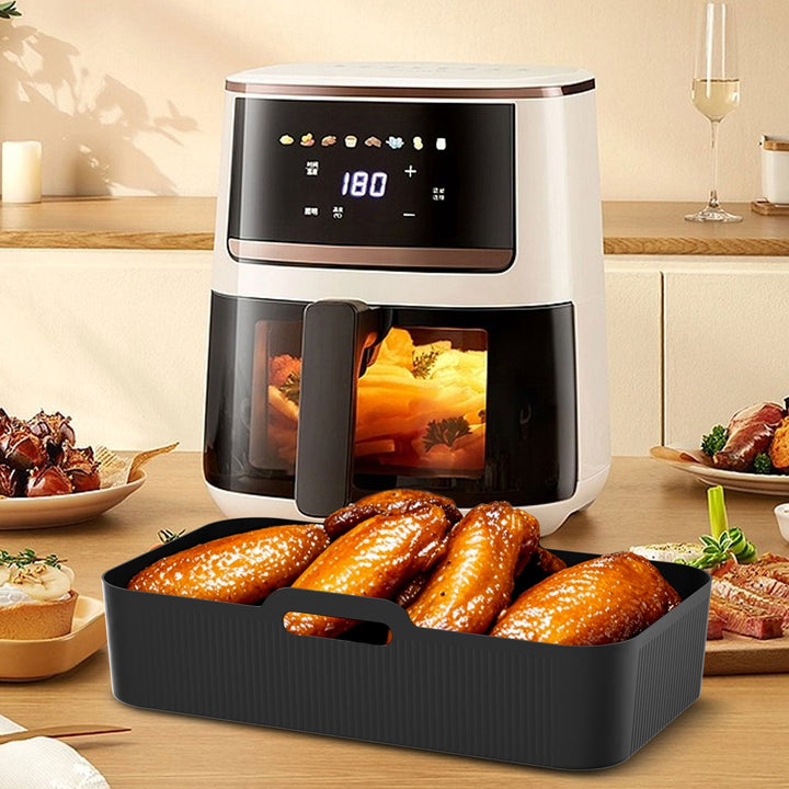 Juego de Tres Forros de Silicona para Freidora de Aire, Gran Capacidad y Resistentes al Calor Reutilizables para Horno o Vaporera