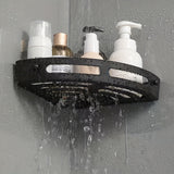 1pc estante de baño sin perforaciones, estante triangular para baño o cocina, material plástico, organizador sin taladros