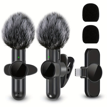 Microfono Inalámbrico de Solapa SNZIYAG con Grabación Inalámbrica, USB-C, Grabación con Un Clic y Diseño de Sujeción para Transmisión en Vivo, Batería Recargable, Capacidad de 40mAh, Incluye Cubiertas de Espuma y Clips de Montaje, Micrófono Corporal | Au