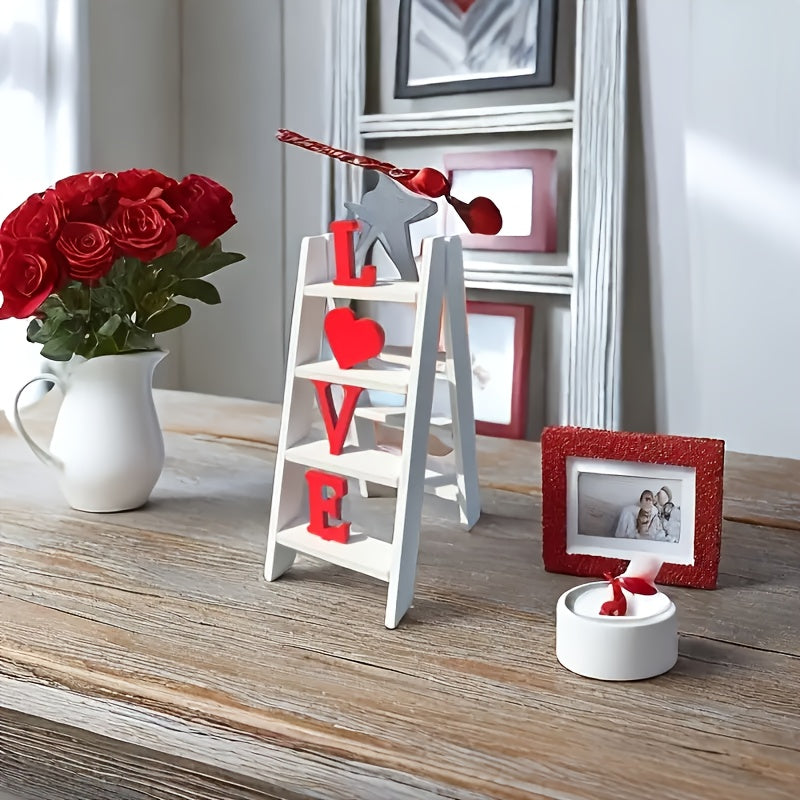 Un modelo de escalera de madera con amor, carta de amor, pieza decorativa DIY, caja de manzana hecha a mano, adecuada para exhibición en escritorio, escritorio de oficina y decoración de estudio.