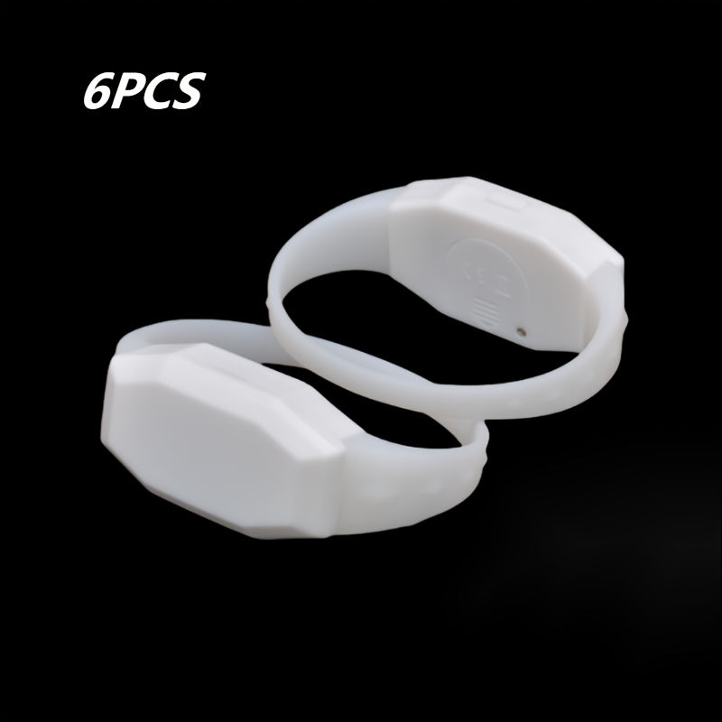6 piezas de modelo de botón (varias estilos disponibles) Pulsera LED con luz, festival de música, concierto, banda de apoyo, accesorios de animación, 15 colores de luz cambiantes, adecuado para iluminación de escenario