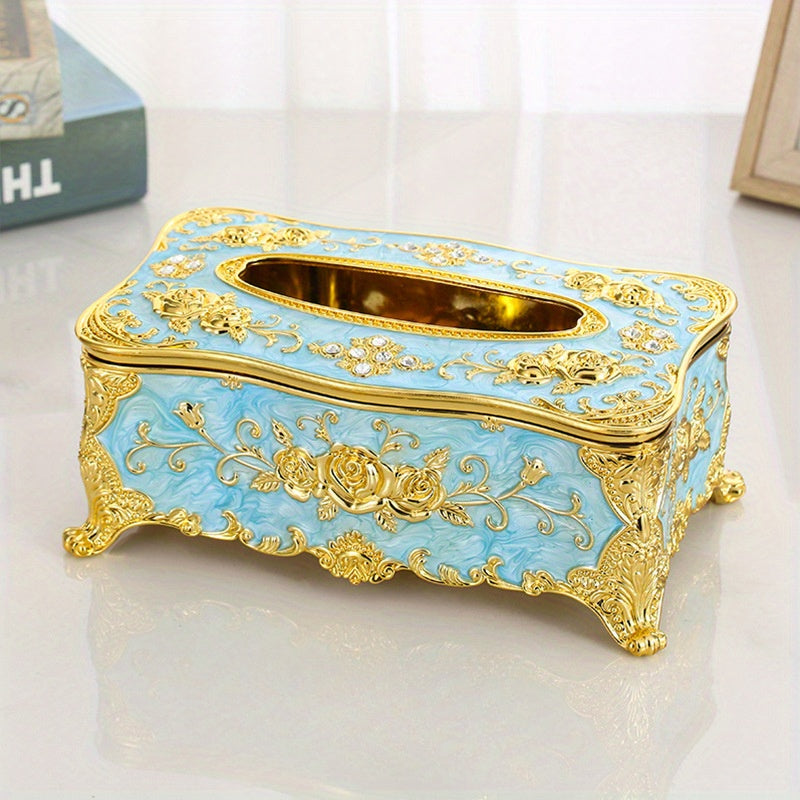 Porta pañuelos de lujo y estilo vintage europeo - Dispensador de papel con diseño floral, material plástico, decoración para mesa o coche, versátil para múltiples escenarios, adecuado para todas las estaciones