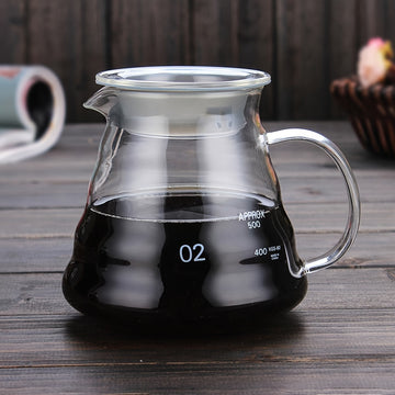 Cafetera de vidrio con capacidad de 360ml/600ml, ideal para uso en cafeterías y hogares.