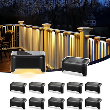 Juego de 4/8/12/16 luces solares LED para escaleras, decoración de jardín, cercas, senderos y paredes, ideal para fiestas y ambiente exterior