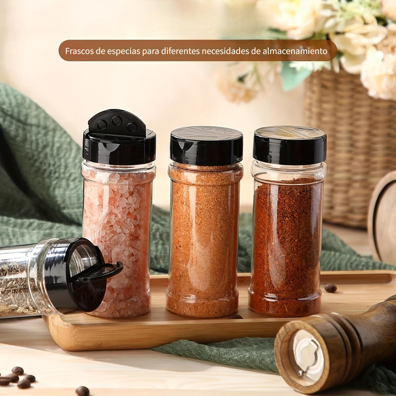 6pcs/16pcs Tarro de Especias de Plástico PET Duradero de 5oz (150ml) con Doble Tapa - Hermético, a Prueba de Fugas, Contenedor de Condimentos, Adecuado para Cocina y Barbacoa al Aire Libre