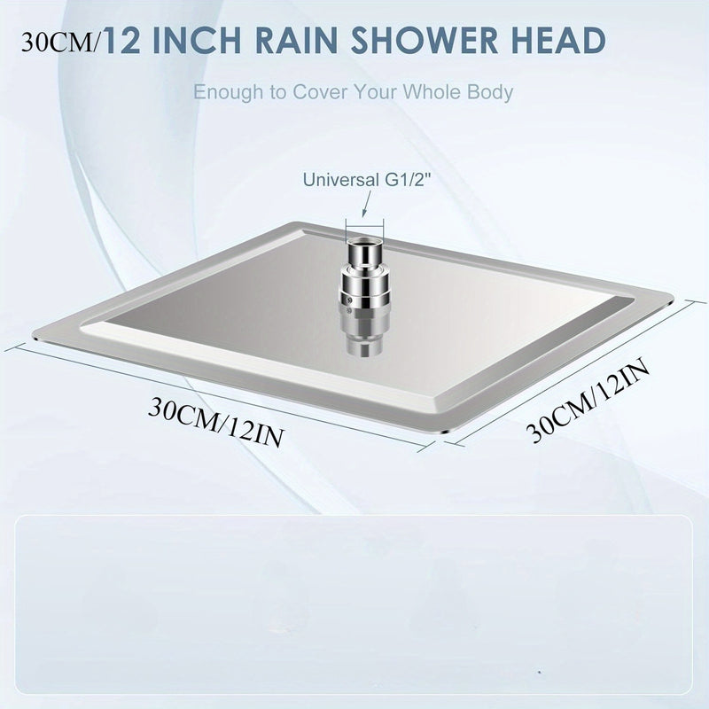 1 pieza de ducha de lluvia vintage de acero inoxidable con boquillas de silicona - Ducha de cascada completa para el cuerpo, diseño cuadrado montado en el techo para actualizar el baño moderno, no necesita electricidad, cabeza de ducha para baño, experie