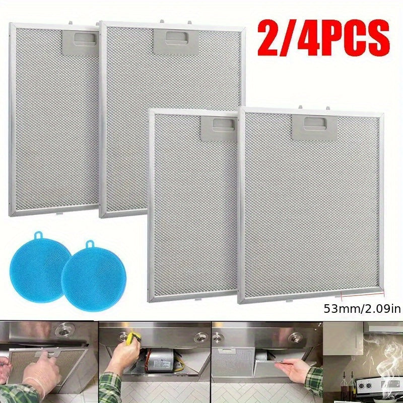 Conjunto de Filtros para Campana Extractora de Cocina 2 piezas/4 piezas - Malla Metálica Duradera con Dimensiones de 320 x 260 mm, Material de Alta Calidad para Mejorar el Flujo de Aire y Capturar Grasa, Instalación Sencilla en Todo Tipo de Estufas