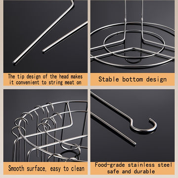 Freidora de Aire con Parrilla y 24/12 Brochetas - Parrilla Giratoria Multi-Aguja Resistente, Calentamiento Rápido a 360° para Cocina Uniforme - Compatible con Freidoras Domésticas - Ideal para BBQ en Interiores/Exteriores, Fiestas, Camping, Navidad, Hall