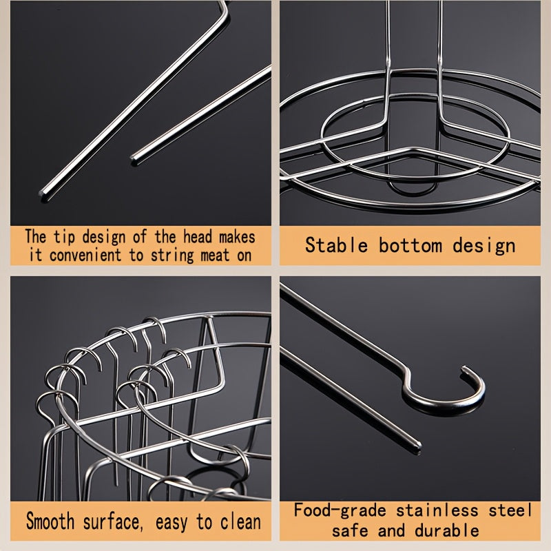 Freidora de Aire con Parrilla y 24/12 Brochetas - Parrilla Giratoria Multi-Aguja Resistente, Calentamiento Rápido a 360° para Cocina Uniforme - Compatible con Freidoras Domésticas - Ideal para BBQ en Interiores/Exteriores, Fiestas, Camping, Navidad, Hall