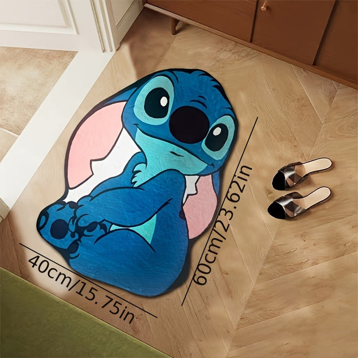 Alfombra Antideslizante de Disney Stitch - 100% Poliéster Lavable a Máquina, Diseño Vibrante de Dibujos Animados para Dormitorio, Sala de Estar, Baño y Sala de Juegos - Regalo de Pascua Halloween, Adorno para Baño, Tela Duradera