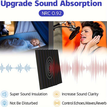 Paquetes de 12 espumas acústicas autoadhesivas negras aislantes de sonido resistentes al fuego para pared de 1'' X 12'' X 12'' Paneles de alta densidad 25kg/m3 para KTV Bar Studio Cuña de azulejos insonorizantes a prueba de llamas 30x30x2.5cm Eid Al-Adha