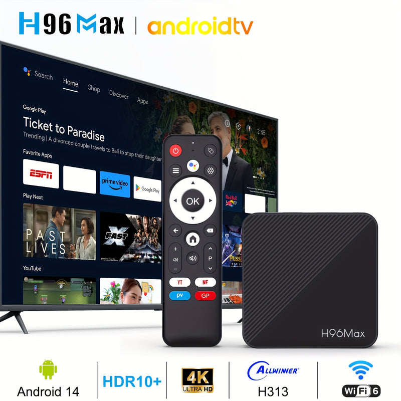 Huawei H96 MAX H313 Smart TV Box Android 14 Reproductor Multimedia con 4K@60fps, LAN de 100m, WiFi6, BT5.0, Asistente de Google,