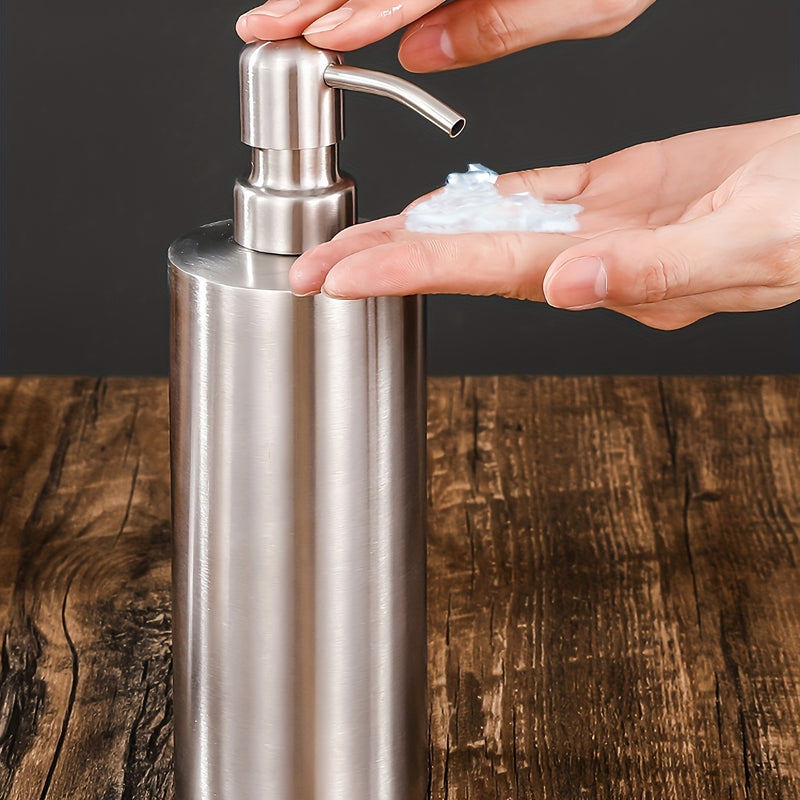 Botella de dispensador vacía de acero inoxidable, botella de dispensador recargable con bomba para loción, gel de ducha, champú y acondicionador, accesorios de baño de hotel
