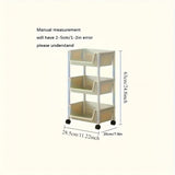 Estante de almacenamiento móvil de plástico de tres o cinco niveles con ruedas - Estante práctico, adecuado para sala de estar, dormitorio, residencia, uso en todas las estaciones.