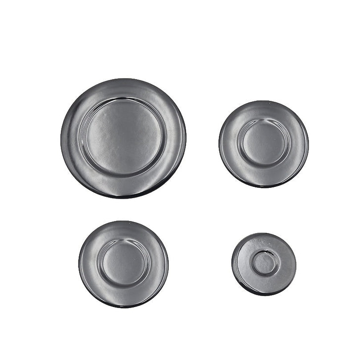 Juego de 4 Tapas para Quemador de Estufa de Gas Sabauf, Accesorios de Tapa de Hierro para Estufas de Carbón y Gas con Superficie Cóncava Brillante Cubierta de Fuego del Horno 10+7.5+7.5+5.5cm
