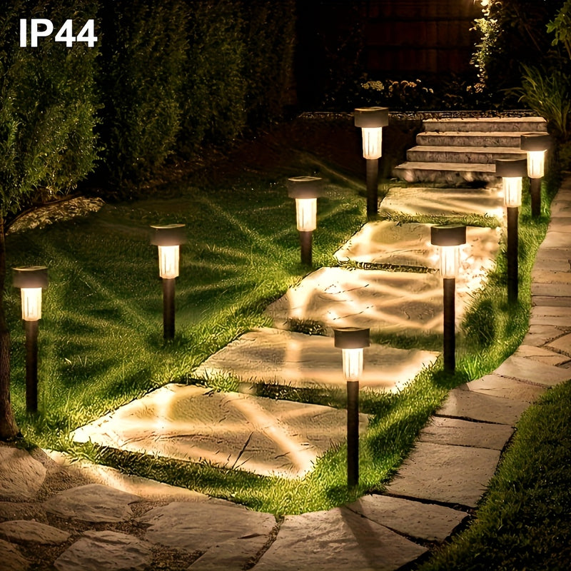 10 Luces Solares para Jardín, Acero Inoxidable Decorativas para Exteriores: Patio, Césped, Camino, Terraza y Entrada