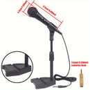 Conjunto de soporte de micrófono de bobina de movimiento con cable profesional, micrófono portátil, micrófono dinámico de mano universal con enchufe de 6,35 mm/0,25 pulgadas y adaptador de 3,5 mm/0,138 pulgadas. Adecuado para teclados electrónicos, instr