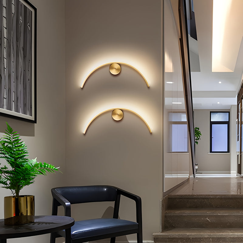 1 paquete de lámpara de pared metálica moderna, lámpara dorada LED, ideal para dormitorio, sala de estar, pasillo, escalera y decoración de hoteles o restaurantes