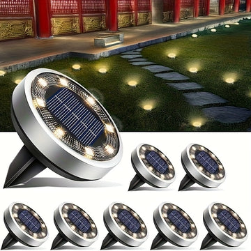 4/8 luces solares para jardín, nuevas luces subterráneas con mayor alcance, mejor brillo y resistencia, ideales para césped, parques, albercas, iluminación decorativa, luz cálida/blanca
