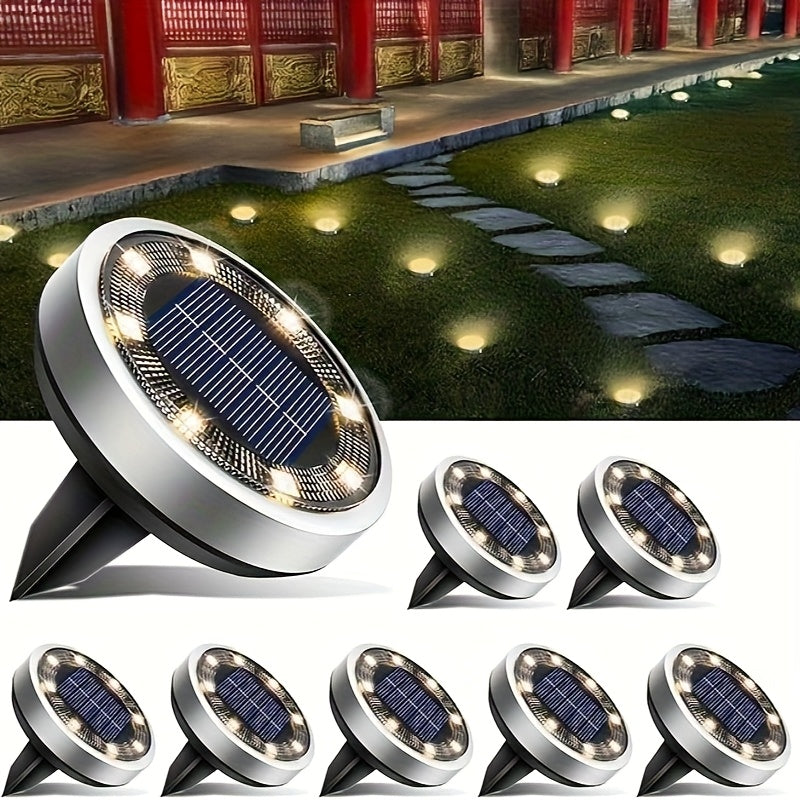 4/8 luces solares para jardín, nuevas luces subterráneas con mayor alcance, mejor brillo y resistencia, ideales para césped, parques, albercas, iluminación decorativa, luz cálida/blanca