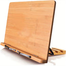 Estantería y soporte de bambú extragrande para lectura sin manos de libros grandes en la cama, recetas, libros de texto, derecho con 5 soportes ajustables en altura para portátiles, Organizador de escritorio y cajón para almacenamiento doméstico